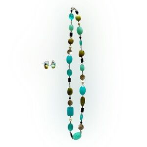 Elegant Turquoise and Green Beaded Necklace Set